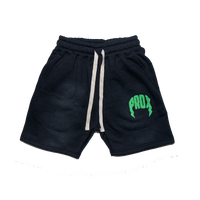 "PRDX" Lightning Arc Logo Sweatshorts (BLACK/GREEN)