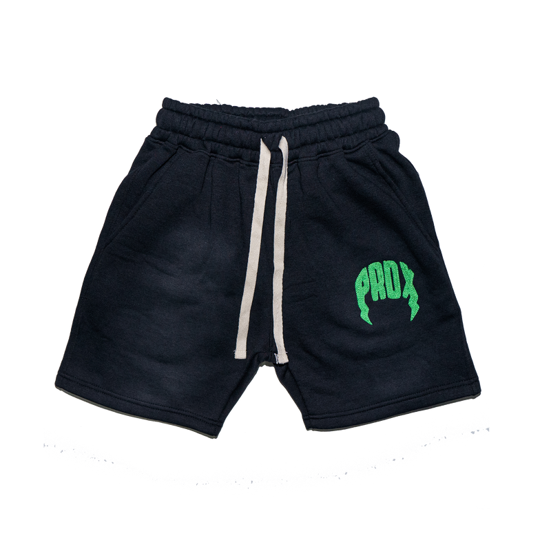 "PRDX" Lightning Arc Logo Sweatshorts (BLACK/GREEN)