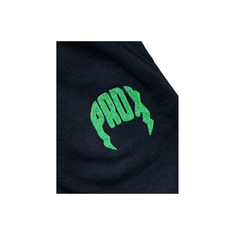 "PRDX" Lightning Arc Logo Sweatshorts (BLACK/GREEN)