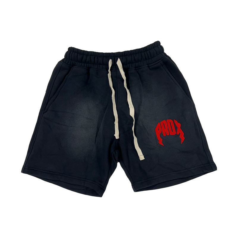 "PRDX" Lightning Arc Logo Sweatshorts (BLACK/RED)