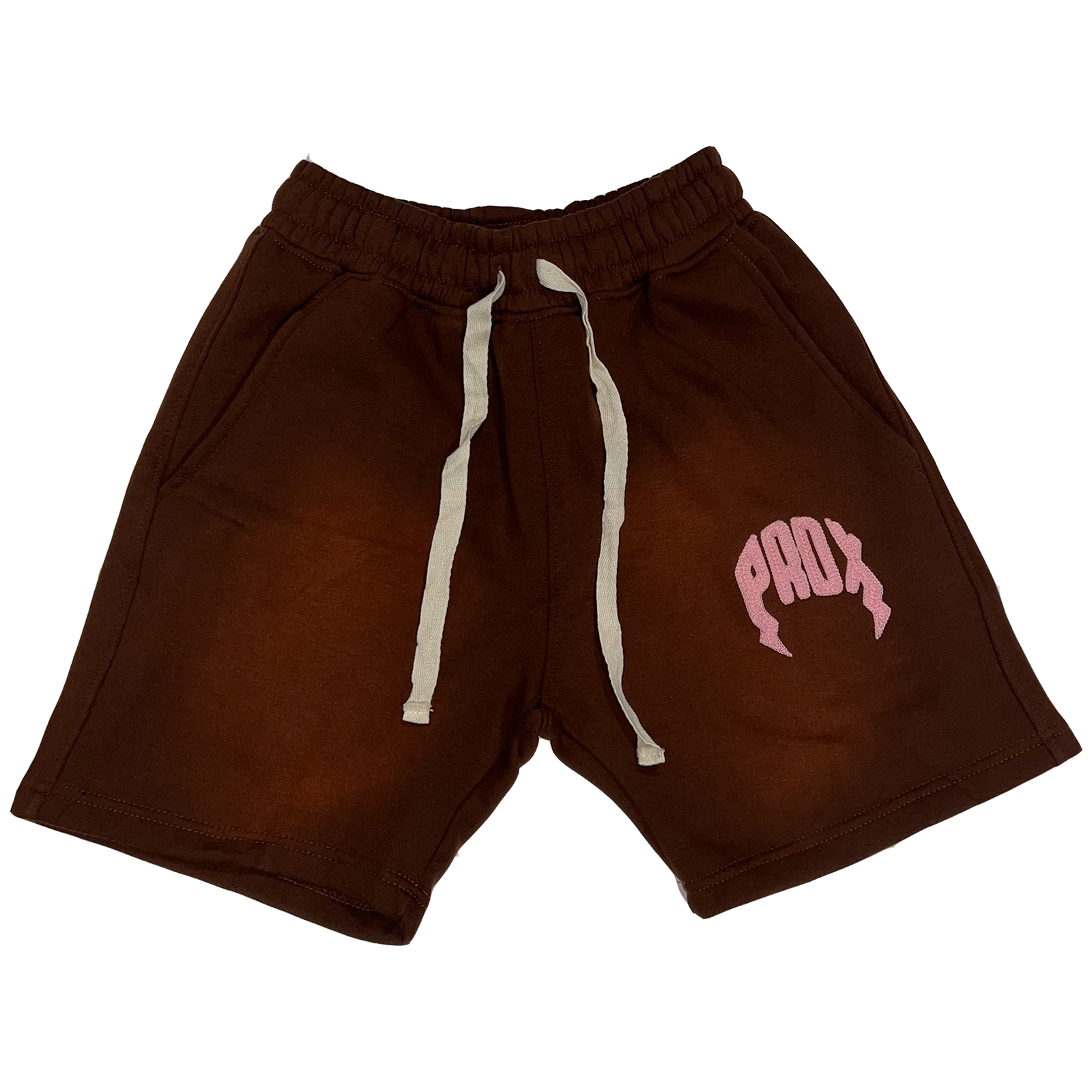 "PRDX" Lightning Arc Logo Sweatshorts (BROWN/PINK)