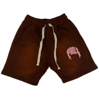"PRDX" Lightning Arc Logo Sweatshorts (BROWN/PINK)