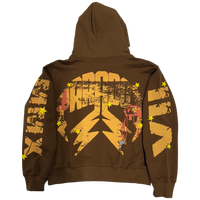 “IT’S TOO CROWDED” LIGHTNING ARC LOGO PULL-OVER HOODIE (BROWN)