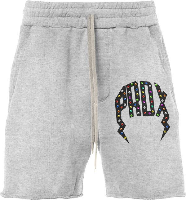 "Multi-colored Gem" Distressed Sweatshorts