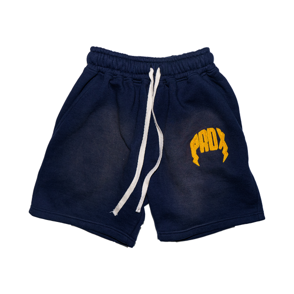 "PRDX" Lightning Arc Logo Sweatshorts (NAVY/YELLOW)