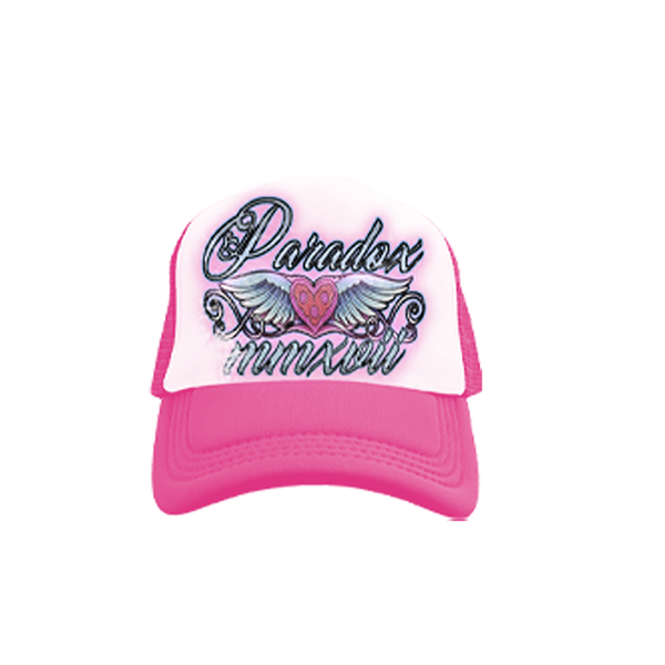 "PARADOX OF LOVE" TRUCKER HAT (PINK/WHITE)