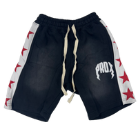 "PRDX Stars" Lightning Arc Logo Sweatshorts (BLACK/WHITE)