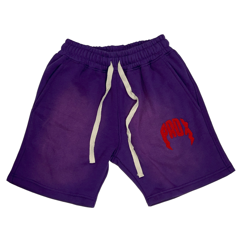 "PRDX" Lightning Arc Logo Sweatshorts (PURPLR/RED)
