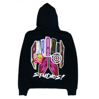 "RANSOM NOTE" Lightning Arc Logo Pull-Over Hoodie (BLACK)