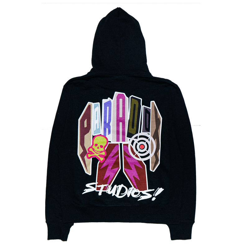 "RANSOM NOTE" Lightning Arc Logo Pull-Over Hoodie (BLACK)