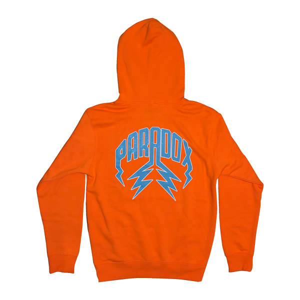 Lightning Arc Logo Pull-Over Hoodie (Neon Orange/Carolina Blue)