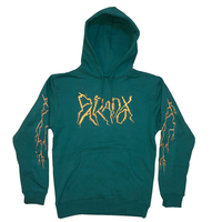 Lightning Strikes Pull-Over Hoodie (Dark Green/Orange)