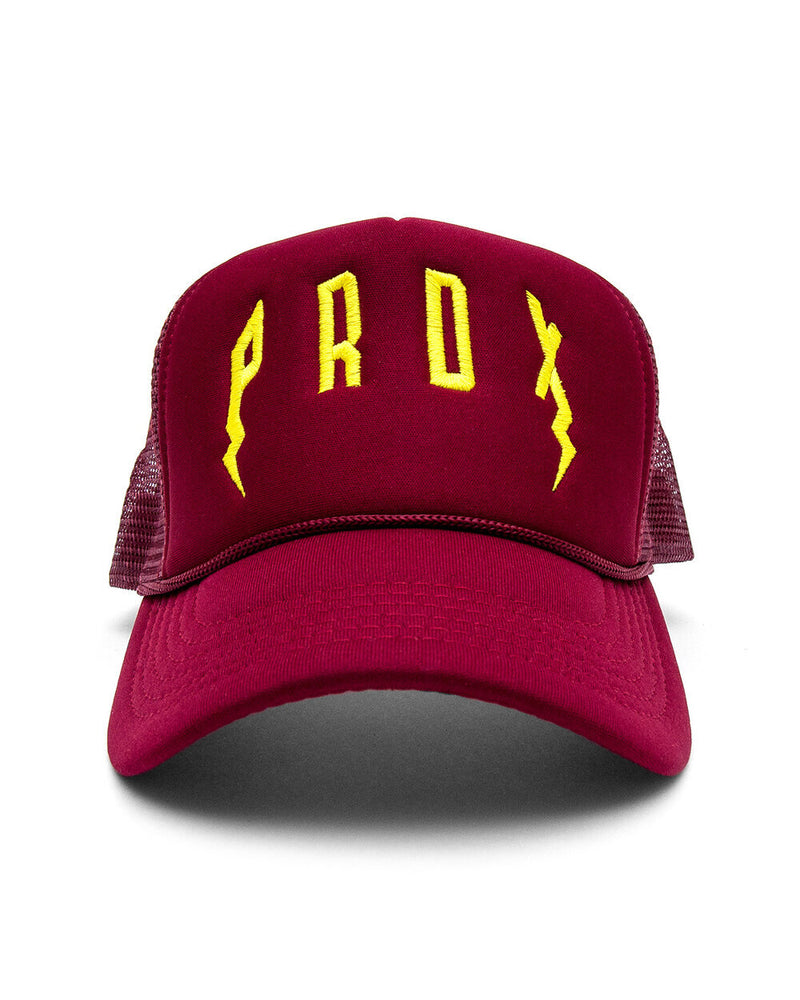 PRDX TRUCKER HAT (BURGUNDY/BURGUNDY/YELLOW)