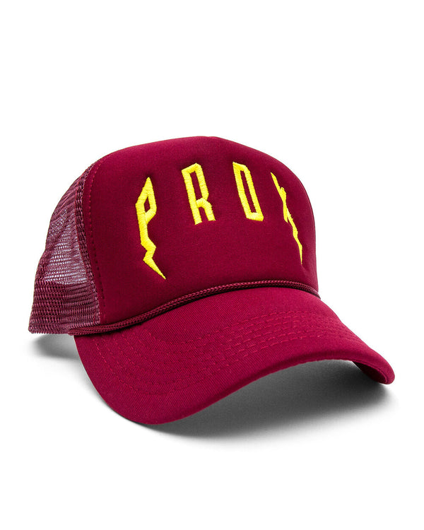 PRDX TRUCKER HAT (BURGUNDY/BURGUNDY/YELLOW)