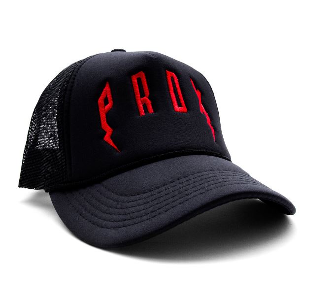 PRDX Trucker Hat (Black/Black/Red)