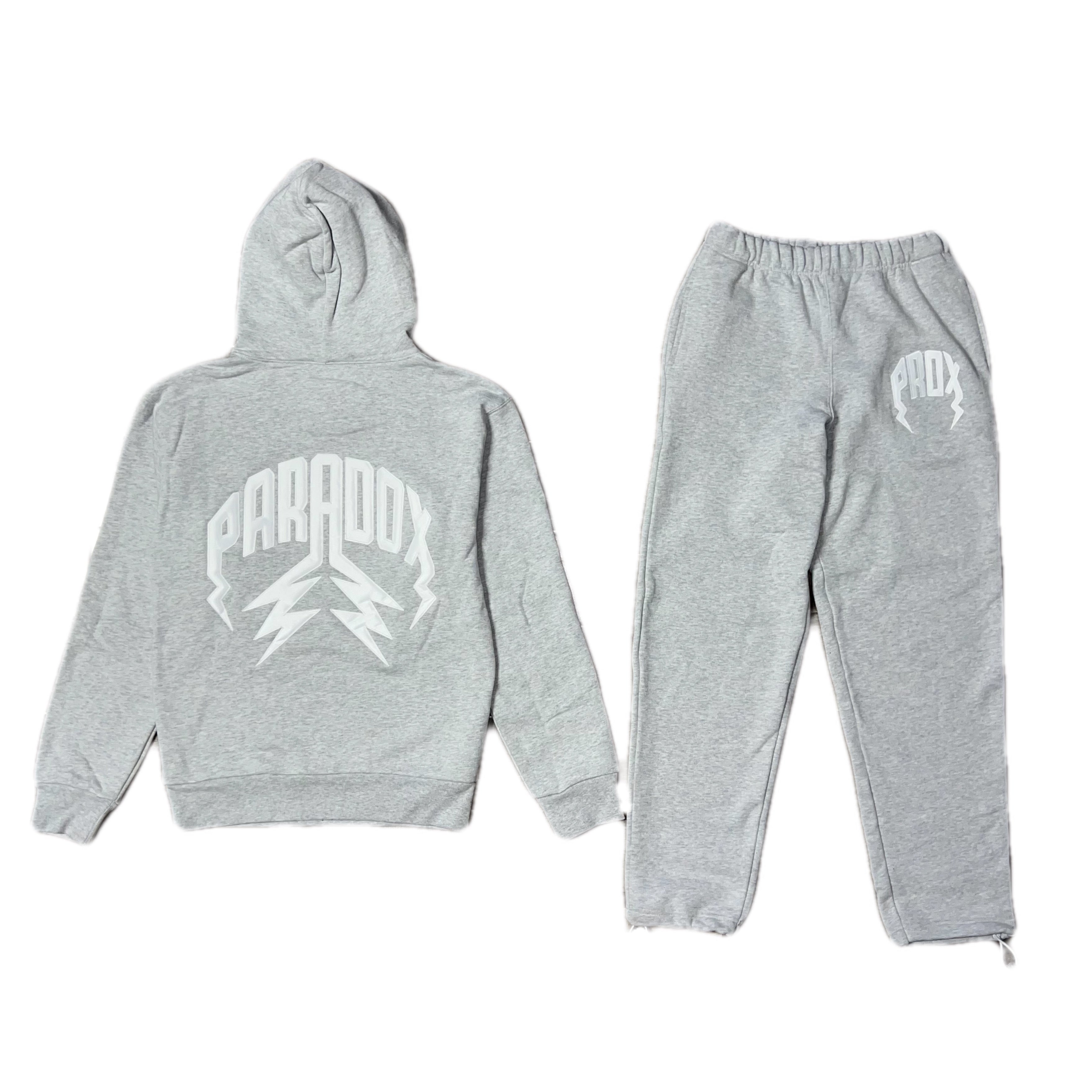 Lightning arc logo sweatsuit (GREY/WHITE) – Paradox Lab