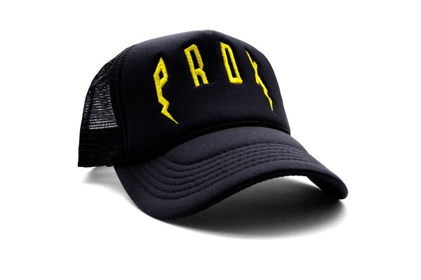 PRDX Trucker Hat (Black/Black/Yellow)