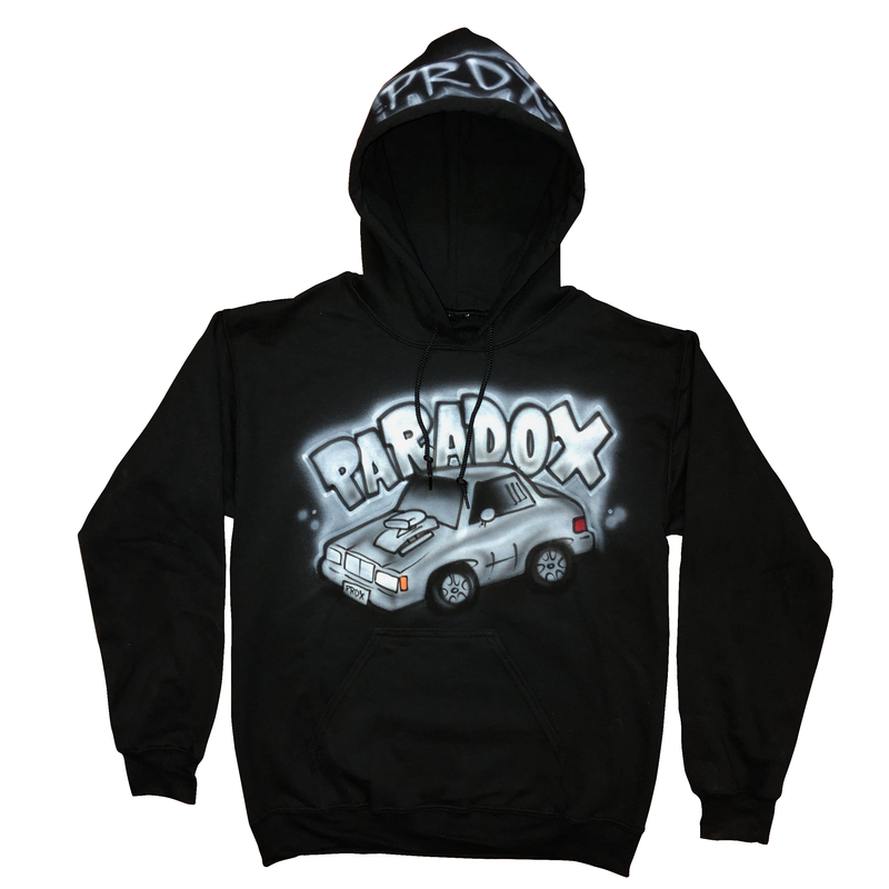 Airbrushed Vintage Car Pull-Over Hoodie (Black/White/Gray)