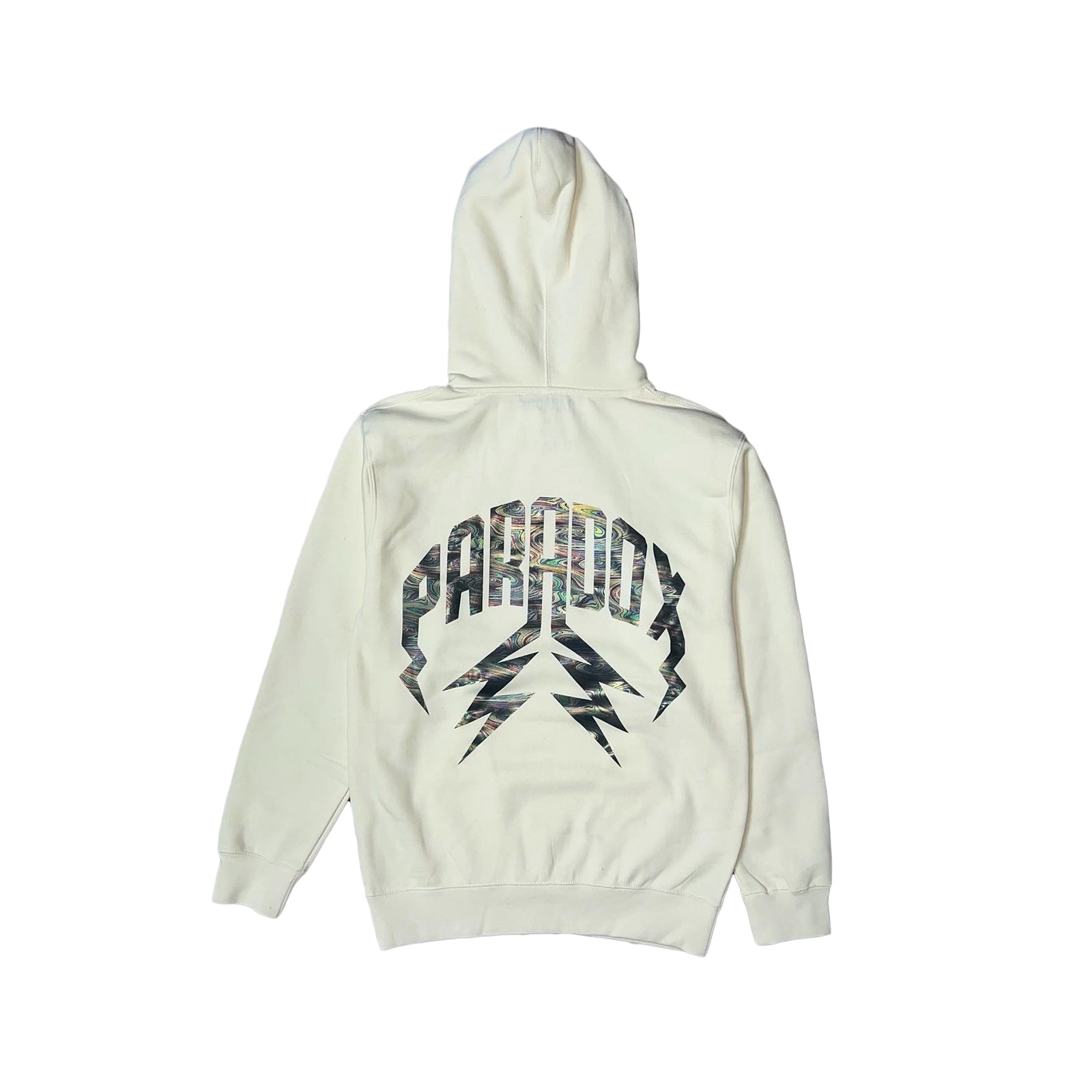 Rainbow Oil Lightning Arc Logo Hoodie (CREAM)