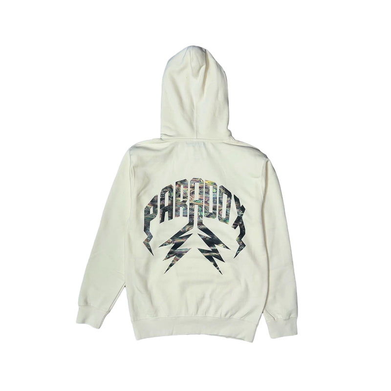 Rainbow Oil Lightning Arc Logo Hoodie (CREAM)