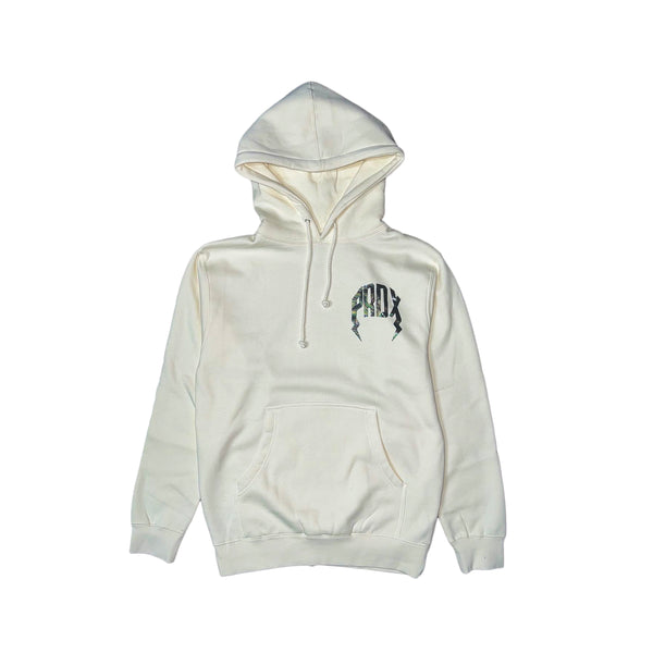 Rainbow Oil Lightning Arc Logo Hoodie (CREAM)