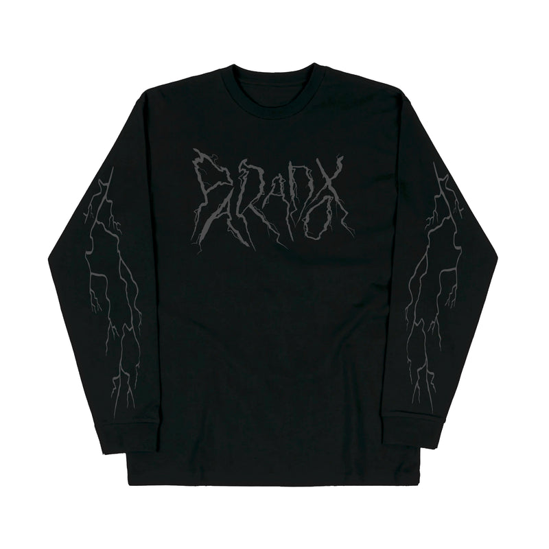 "Lightning Strike" Long Sleeve Tee (Black/Dark Grey)