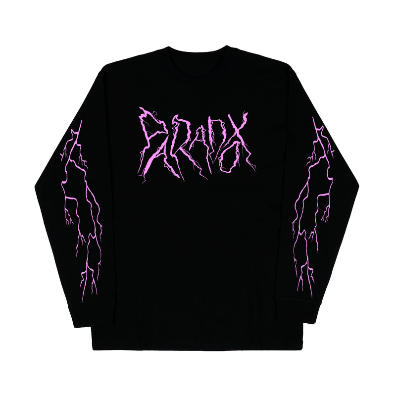 "Lightning Strike" Long Sleeve Tee (Black/Pink)