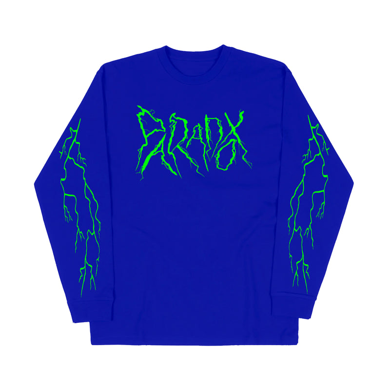 "Lightning Strike" Long Sleeve Tee (Blue/Neon Green)