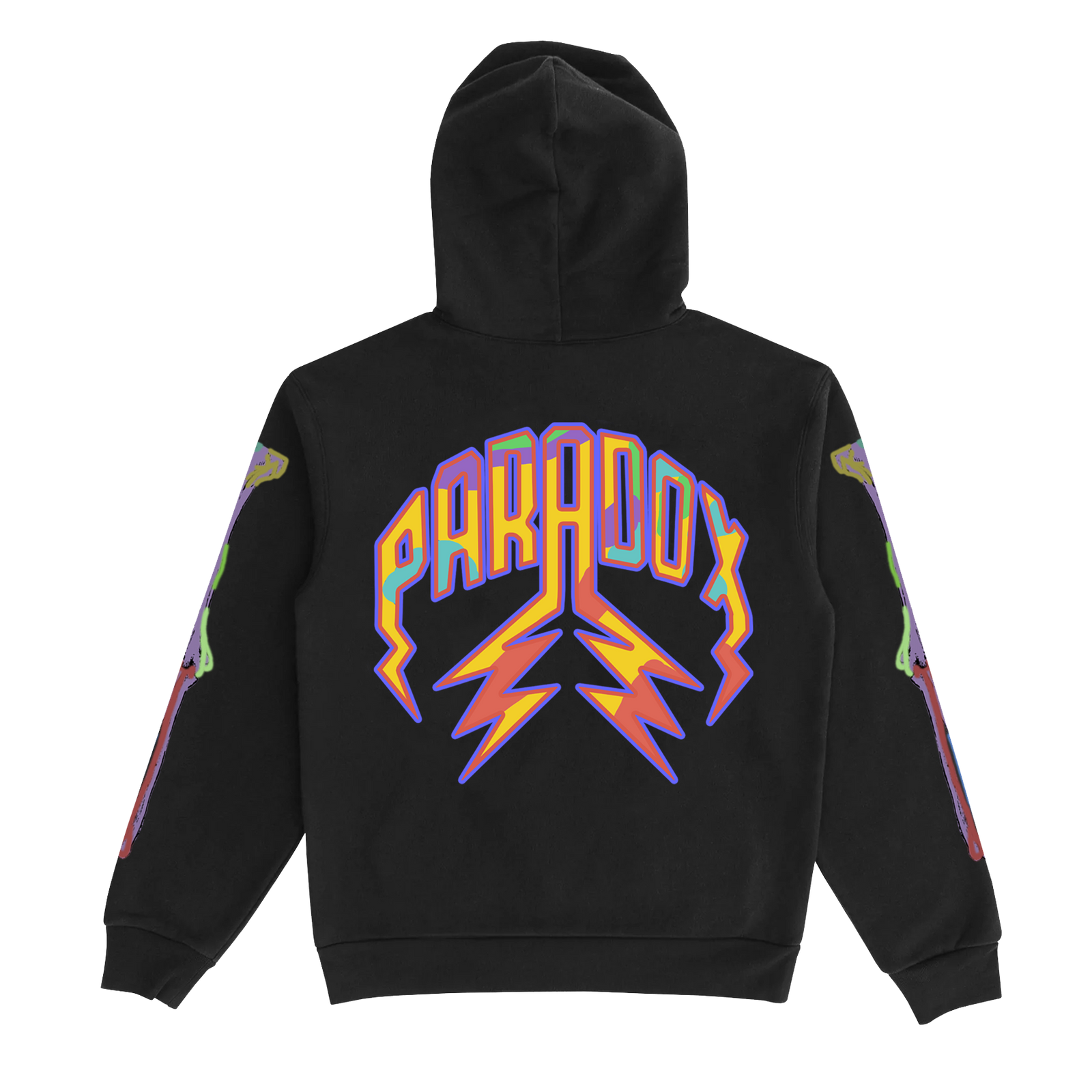 "THERMAL BONE SLEEVE" LIGHTNING ARC LOGO PULL-OVER HOODIE (BLACK)