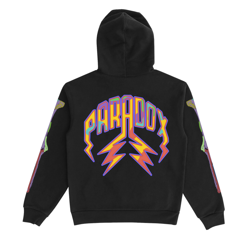 "THERMAL BONE SLEEVE" LIGHTNING ARC LOGO PULL-OVER HOODIE (BLACK)