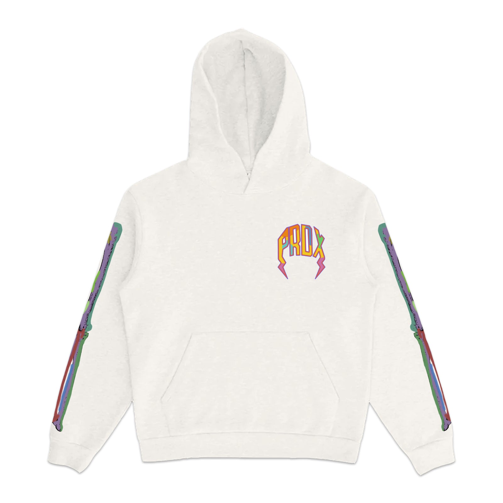 "THERMAL BONE SLEEVE" LIGHTNING ARC LOGO PULL-OVER HOODIE (BONE WHITE)