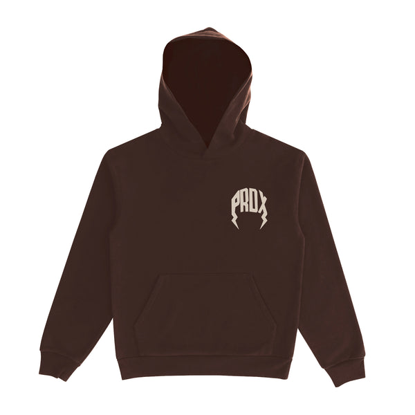 "NEUTRAL TONE" LIGHTNING ARC LOGO PULL-OVER HOODIE (BROWN)
