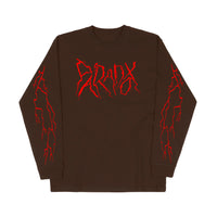 "Lightning Strike" Long Sleeve Tee (Brown/Red)