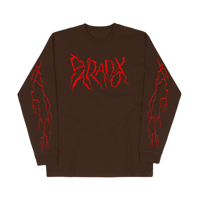 "Lightning Strike" Long Sleeve Tee (Brown/Red)