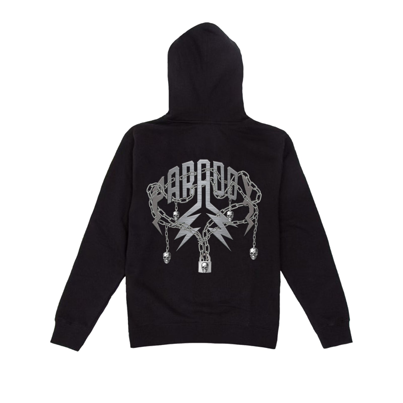 "SKULL CHAINS" LIGHTNING ARC LOGO HOODIE (BLACK/METALLIC GREY)