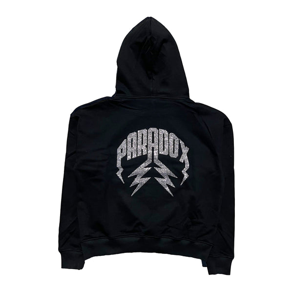 "Swarovski Rhinestone" Lightning Arc Logo Pull-Over Hoodie (Black)