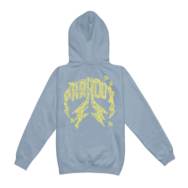 "QUICK SKETCH" LIGHTNING ARC LOGO PULL-OVER HOODIE (STONE BLUE)