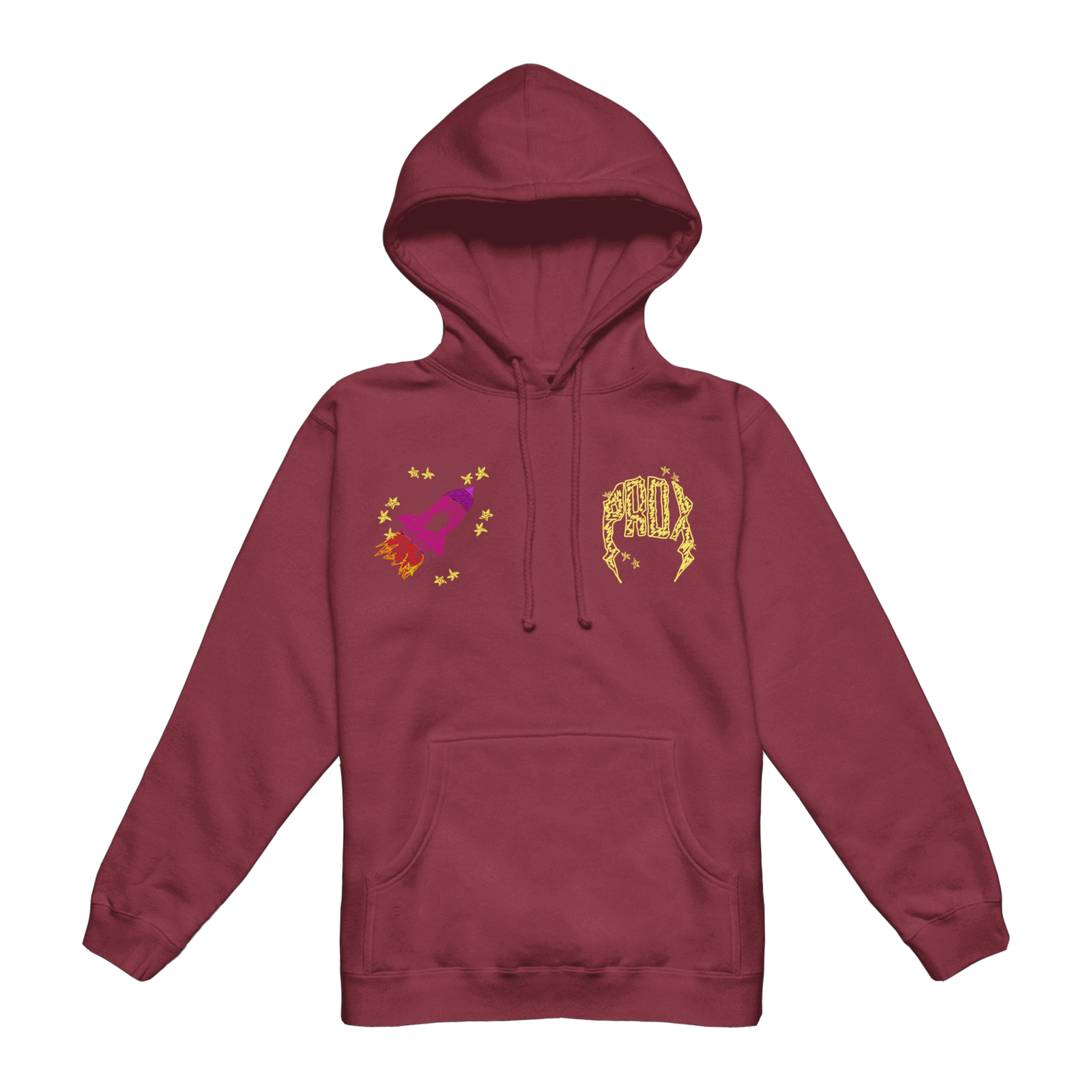 "QUICK SKETCH" LIGHTNING ARC LOGO PULL-OVER HOODIE (MAROON)