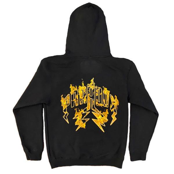 Lightning Arc Logo Pull-Over Hoodie Black "FIRE"