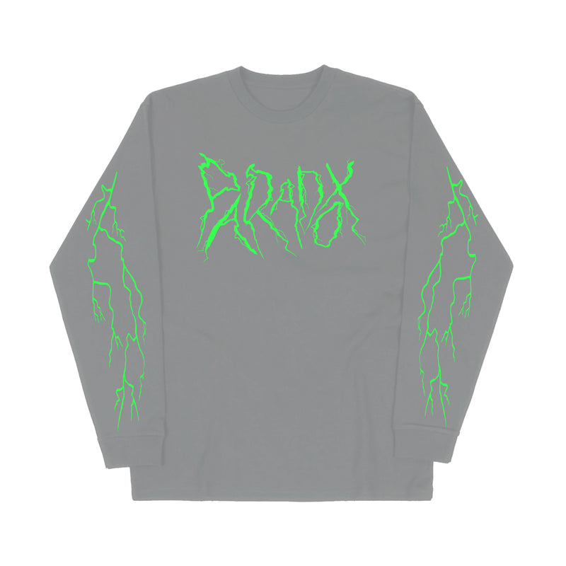 "Lightning Strike" Long Sleeve Tee (Grey/Green)