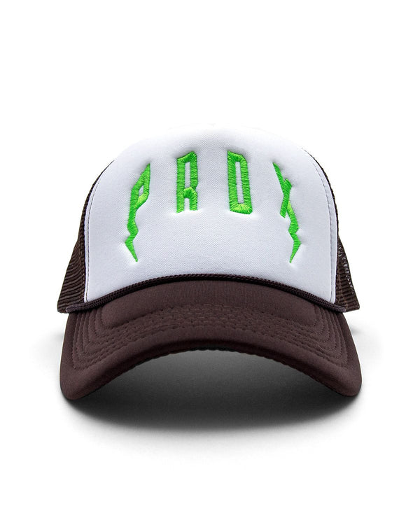 PRDX Trucker Hat (Brown/White/Neon Green)