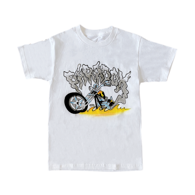 Airbrushed "Vintage Motorcycle" Tee - White
