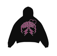 "LOVE HURTS" LIGHTNING ARC LOGO PULL-OVER HOODIE (BLACK)