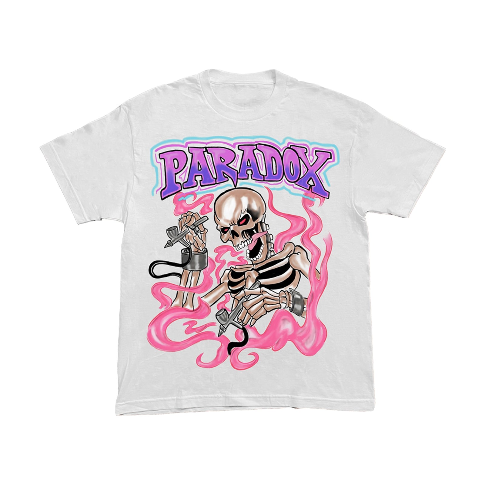 AIRBRUSHED "SKELETON" TEE (WHITE/PINK)