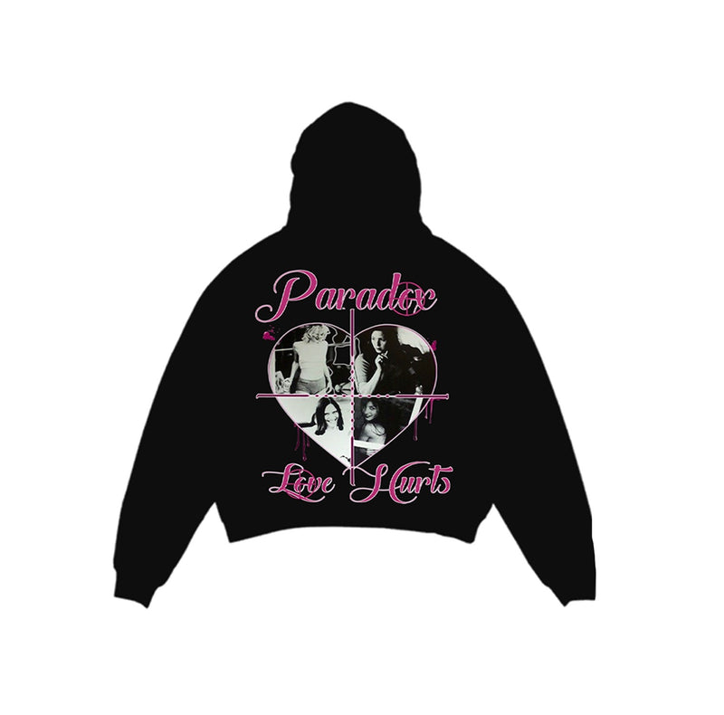"LOVE HURTS" LIGHTNING ARC LOGO PULL-OVER HOODIE (BLACK)