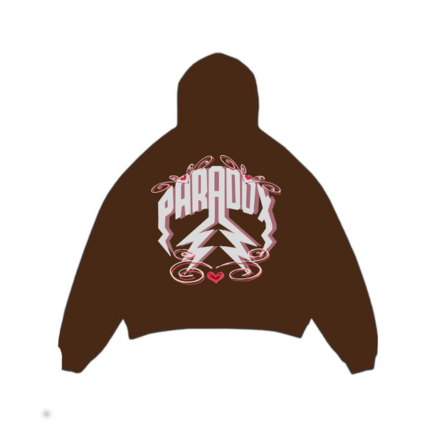 "AIRBRUSHED HEARTS" LIGHTNING ARC LOGO PULL-OVER HOODIE (BROWN)