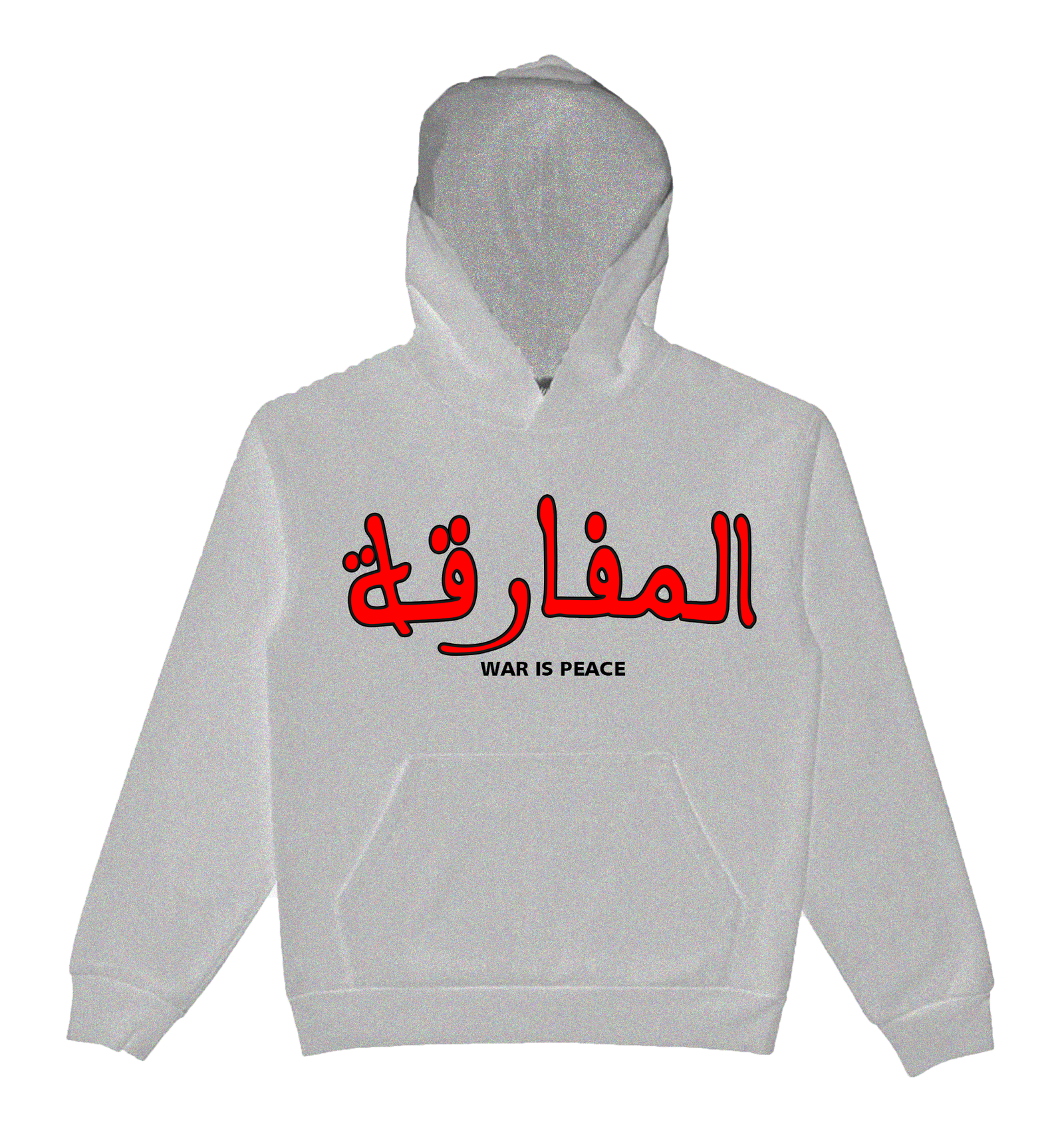 “WAR IS PEACE” ARABIC LIGHTNING ARC LOGO PULL-OVER HOODIE (GREY)