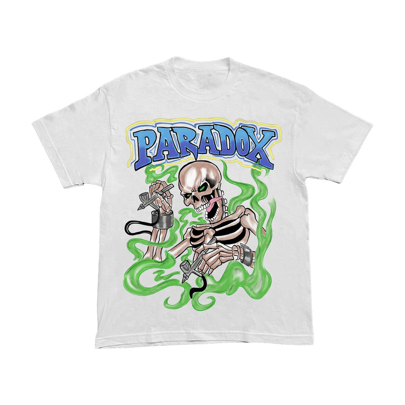 AIRBRUSHED "SKELETON" TEE (WHITE/GREEN)