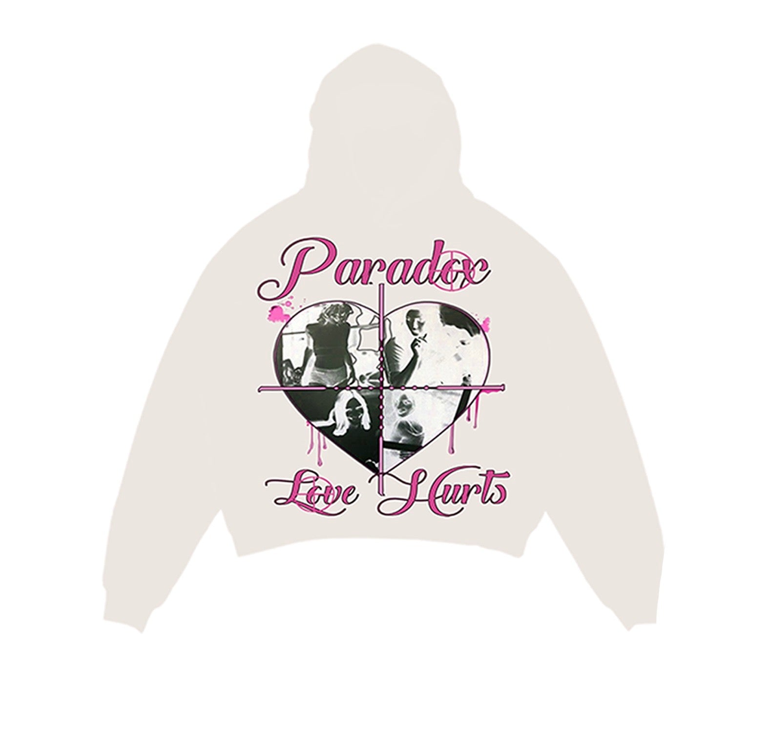 "LOVE HURTS" LIGHTNING ARC LOGO PULL-OVER HOODIE (CREAM)