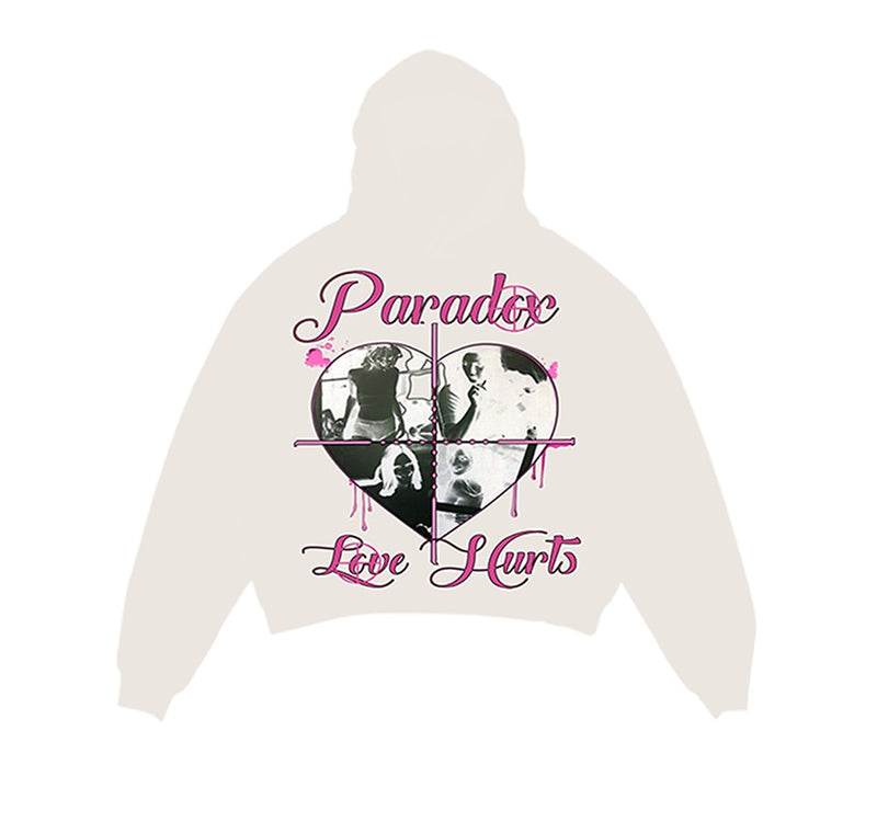 "LOVE HURTS" LIGHTNING ARC LOGO PULL-OVER HOODIE (CREAM)